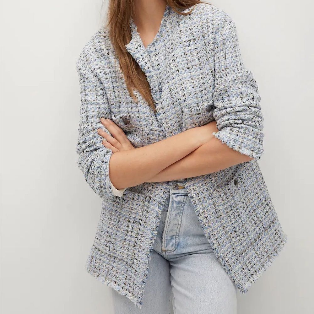 Mango Tweed Blazer Open Front New - Picture 8 of 8